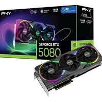 PNY NVIDIA GEFORCE RTX 5080 ARGB EPIC-X RGB OC 16GB, GDDR7 Graphics Card, 10752 Cuda Cores, 2.3GHz Core Clock, Triple Fan, 3 x Display Ports/ 1 x HDMI Port