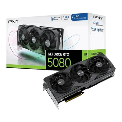 PNY NVIDIA GEFORCE RTX 5080 OC 16GB, GDDR7 Graphics Card, 10752Cuda Cores, 2295 MHz Core Clock, Triple Fan, 3 x Display Ports/ 1 x HDMI Port - Image 2