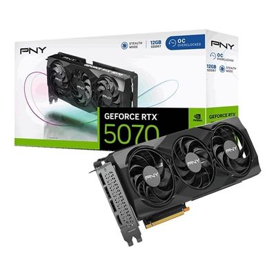 PNY NVIDIA GeForce RTX 5070 OC 12GB GDDR7 Graphics Card, 6144 CUDA Cores, 2160 MHz Core Clock, Triple Fan, 3x DisplayPorts / 1x HDMI Port - Image 2