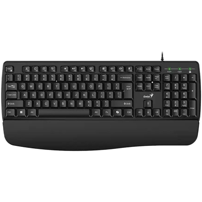 Genius KB-123 Wired AI Copilot Business Keyboard with Palm Rest, USB Plug and Play, Multimedia Function Keys, Full Size UK Layout Design for Home or Office, Black - Image 2