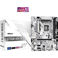 ASRock B760M-HDV/M.2 Intel 1700 Socket Motherboard, Micro-ATX, 2x DDR5 Slots, 2x M.2 Sockets, 2.5GbE LAN, 1x D-Sub / 1x DisplayPort / 1x HDMI Port