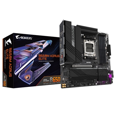 Gigabyte B650M AORUS ELITE AMD AM5 Socket Motherboard, Micro-ATX, 4x DDR5 Slots, 2x M.2 Socket, Fitted I/O Shield, 2.5GbE LAN, 1x DisplayPort / 1x HDMI Port - Image 2