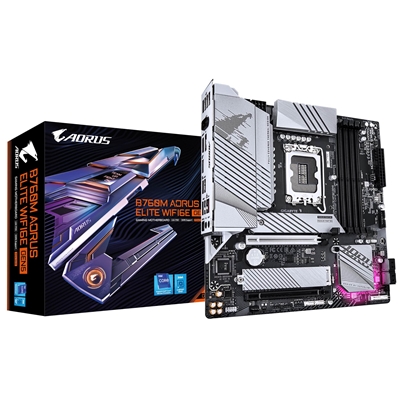 Gigabyte B760M AORUS ELITE WIFI6E GEN5 Intel 1700 Socket Motherboard, Micro-ATX, 4x DDR5 Slots, 2x M.2 Socket, 2.5GbE LAN, 1x HDMI Port/ 1x DisplayPort - Image 2