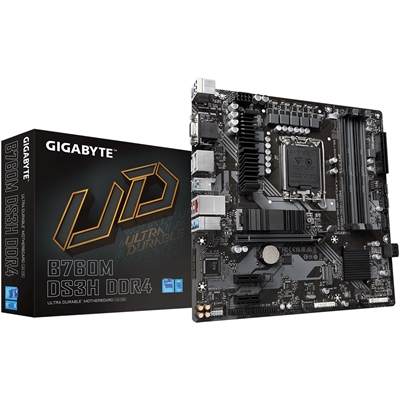 Gigabyte B760M DS3H DDR4 Ultra Durable Intel 1700 Socket Motherboard, Micro-ATX, 4x DDR4 Slots, 2x M.2 Sockets, 2.5GbE LAN, 1x D-Sub / 2x DisplayPorts / 1x HDMI Port - Image 2
