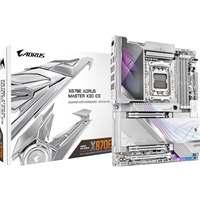 Gigabyte X870E AORUS MASTER X3D ICE AMD AM5 Socket Motherboard, ATX, 4x DDR5 Slots, 5x M.2 Sockets, Fitted I/O Shield, 10GbE LAN, Wi-Fi 7, 1x HDMI Port / 2x USB-C (USB4)