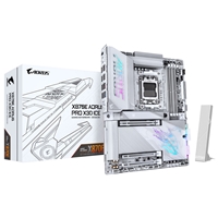 Gigabyte X870E AORUS PRO X3D ICE AMD AM5 Socket Motherboard, ATX, 4x DDR5 Slots, 4x M.2 Sockets, Fitted I/O Shield, 5GbE LAN, Wi-Fi 7, 1x HDMI Port / 2x USB-C (USB4)