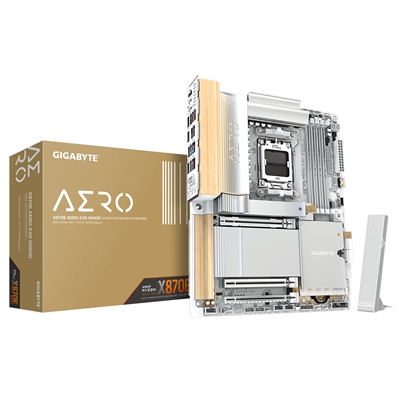 Gigabyte X870E AERO X3D WOOD AMD AM5 Socket Motherboard, ATX, 4x DDR5 Slots, 4x M.2 Sockets, Fitted I/O Shield, 2x 5GbE LAN, Wi-Fi 7, 1x HDMI Port / 2x USB-C (USB4) - Image 2