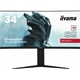 iiyama G-Master Red Eagle Curved Gaming Monitor, GCB3484WQSU-B1, 34 Inch, Black, 3440 x 1440, 0.4ms, 180hz, FreeSync, HDMI, Display Port, USB-Hub, Height Adjustable, Swivel, VESA - Image 3