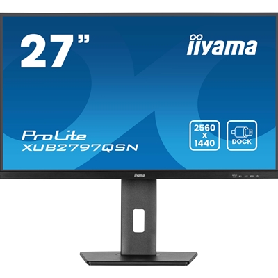 iiyama ProLite XUB2797QSN-B2 27" QHD IPS technology panel with USB-C dock and RJ45 (LAN), 1ms, USB Hubx4, HDMI, DisplayPort, Freesync, 100Hz, Speakers, Black, ACR, Internal PSU, VESA - Image 2