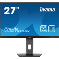 iiyama ProLite XUB2797QSN-B2 27" QHD IPS technology panel with USB-C dock and RJ45 (LAN), 1ms, USB Hubx4, HDMI, DisplayPort, Freesync, 100Hz, Speakers, Black, ACR, Internal PSU, VESA