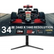 piXL CM34C7 34 Inch 165Hz UWQHD Quad HD Ultrawide Curved Gaming Monitor, with 1.5ms Response Time, 3440 x 1440 Resolution, HDMI, DisplayPort, USB-C, USB-B, USB-A x 2, Audio & Height Adjust - Image 3