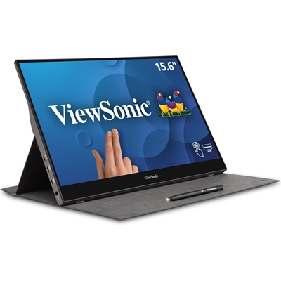 Viewsonic TD1655 16-Inch USB-C Multi-Touch, IPS Portable Monitor, 1920x1080, 60Hz, Mini HDMI, Speakers, 6.5ms, Metallic with Foldable Stand, Pivotable Display - Image 2