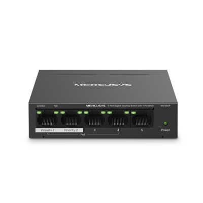 Mercusys MS105GP 5-Port Gigabit Desktop Switch with 4-Port PoE+ - Image 2