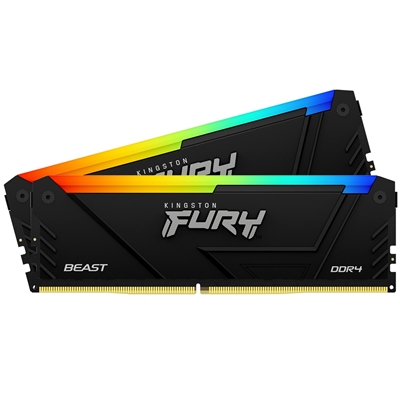 Kingston FURY Beast KF436C17BB2AK2/16 16GB (2x 8GB) DIMM System Memory, 3600MHz, DDR4, CL17, Black, RGB, Intel XMP - Image 2
