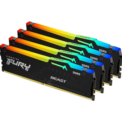 Kingston FURY Beast KF556C40BBAK4-128 128GB (4x 32GB) DIMM System Memory, 5600MHz, DDR5, CL40, Black, RGB, Intel XMP - Image 2