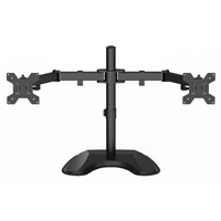 GameMax Dual Monitor Arm Stand LCD Desk Mount Freestanding For Two 13 Inch To 27 Inch Monitors, VESA Dimensions Of 75x75 mm or 100x100 mm, 180 Degrees Swivel, Black