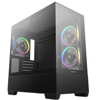 DeepCool CG380 3F Micro-ATX Gaming Case Black  Panoramic Tempered Glass Side Panel, Mesh Airflow Front, 3 Pre-Installed ARGB Fans, USB-C & USB-A Front I/O, Spacious SFF/mATX/ITX Build Support