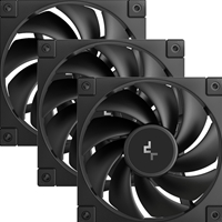 DeepCool FD12 120mm Case Fan 3-Pack, PWM Control, High Airflow, Low Noise, Hydro Bearing, Black, Anti-Vibration Pads, 4-Pin Connector