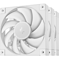 DeepCool FD12 120mm Case Fan 3-Pack, PWM Control, High Airflow, Low Noise, Hydro Bearing, White, Anti-Vibration Pads, 4-Pin Connector