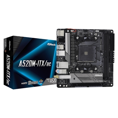 ASRock A520M-ITX/ac AMD AM4 Socket Motherboard, Mini-ITX, 2x DDR4 Slots, 1x M.2 Socket, GbE LAN, Wi-Fi 5, 1x DisplayPort / 1x HDMI Port - Image 2