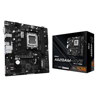 ASRock A620AM-HVS AMD AM5 Socket Motherboard, Micro-ATX, 2x DDR5 Slots, 2x M.2 Socket, GbE LAN, 1x D-Sub / 1x HDMI Port - Image 2
