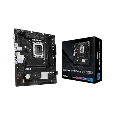 ASRock H610M-HVS/M.2 D5 GEN5 Intel 1700 Socket Motherboard, Micro-ATX, 2x DDR5 Slots, 1x M.2 Socket, GbE LAN, 1x D-Sub / 1x HDMI Port - Image 2