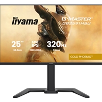 iiyama G-Master GB2591HSU-B1 24.5-Inch Fast IPS LCD, 1920x1080, up to 320Hz, 350 cd/m2 Brightness, 0.4ms MPRT , 2 x HDMI 2.1 + 1 x DP, USB Hub 2x USB 3.2 + 2x USB-C, G-SYNC Compatible/FreeSync Premium, HDR10, 2x2W Speakers, Aux, Height Adjustable Stand