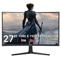 piXL PX27CC301B 27 Inch 240Hz HDR 10+ Full HD Curved Gaming Monitor with 1920 x 1080 Resolution, 1ms Response Time, HDR 10+, DisplayPort, HDMI & VESA Mount