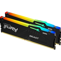 Kingston FURY Beast KF560C36BBEAK2-64 64GB (2x 32GB) DIMM System Memory, 6000MHz, DDR5, CL36, Black, RGB, Intel XMP, AMD EXPO