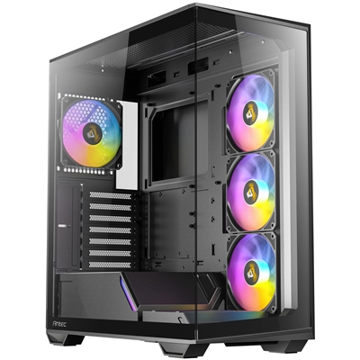 Antec Constellation C3 Mid Tower Gaming Case, 1 x USB Type-C / 1 x USB 3.0, Tempered Glass Front and Side Window Panel, Honeycomb Mesh for Smooth Airflow, 4 x Pre-Installed ARGB LED Fans, ATX, Micro-ATX, ITX Compatible - Image 2