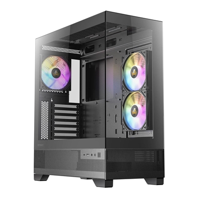 Antec CX700 Mid Tower Gaming Case 1 x USB Type-C / 1 x USB 3.0, Tempered Glass Front and Side Window Panel, Support Vertical Cooling 3 x Pre-Installed ARGB LED Fans, ATX, Micro-ATX, ITX Compatible - Image 2