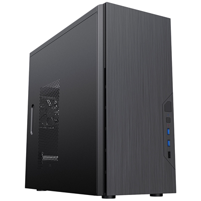 CiT Course Case, Home & Business, Black, Micro Tower, 2 x USB 3.0 / 1 x USB 2.0, Brushed Aluminium Finish for a Refined and Tidy Look, Micro ATX, Mini-ITX - Image 2