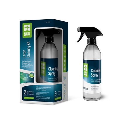 ColorWay Large Electronics Kit Includes 550ml Cleaning Liquid, 1 x Microfiber Cloth & 1 x Glass Cloth - Image 2