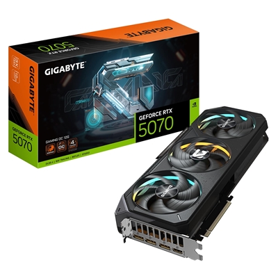 Gigabyte NVIDIA GeForce RTX 5070 GAMING OC 12GB GDDR7 Graphics Card, 6144 CUDA Cores, 2625 MHz Core Clock, Triple Fan, RGB, 3x DisplayPorts / 1x HDMI Port - Image 2