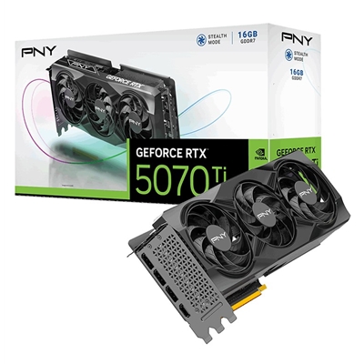 PNY NVIDIA GEFORCE RTX 5070 Ti 16GB, GDDR7 Graphics Card, 8960 CUDA Cores, 2295 MHz Core Clock, Triple Fan, 3x Display Ports / 1x HDMI Port - Image 2
