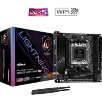 ASRock B650I LIGHTNING WIFI AMD AM5 Socket Motherboard, Mini-ITX, 2x DDR5 Slots, 2x M.2 Socket, Fitted I/O Shield, 2.5GbE LAN, Wi-Fi 6E, 1x HDMI Port