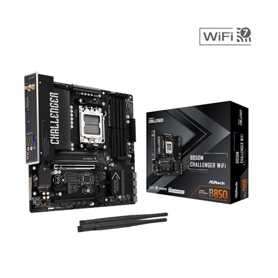 ASRock B850M Challenger WiFi AMD AM5 Socket Motherboard, Micro-ATX, 4x DDR5 Slots, 2x M.2 Socket, Fitted I/O Shield, 2.5GbE LAN, Wi-Fi 7, 1x HDMI Port - Image 2