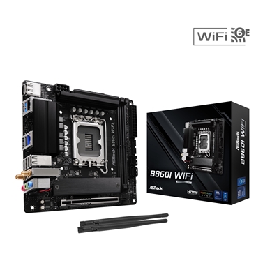 ASRock B860I WiFi Intel 1851 Socket Motherboard, Mini-ITX, 2x DDR5 Slots, 2x M.2 Socket, 2.5GbE + 1GbE LAN, Wi-Fi 6E, 1x DisplayPort / 1x HDMI Port - Image 2