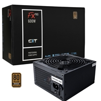 CiT 600W ATX Power Supply, 80+ Efficiency, 120mm Silent Fan, Active PFC, PCIe, SATA & Molex Connectors, Black PSU for Gaming & Desktop PC