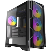 Antec AX1000 Mid Tower Gaming Case, 1 x USB Type-C / 2 x USB 3.0, Tempered Glass Side Window Panel, High Airflow Mesh Front, 4 x Pre-Installed ARGB LED Fans, E-ATX, ATX, Micro-ATX , ITX Compatible