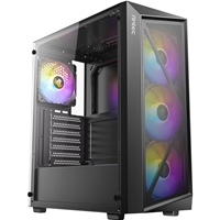 Antec AX67 ARGB Mid-Tower Gaming Case, 1 x USB 3.0 / 2 x USB 2.0, Tempered Glass Side Window Panel, High Airflow Mesh Front Panel, 4 x Pre-Installed ARGB LED Fans, ATX, Micro-ATX, ITX Compatible