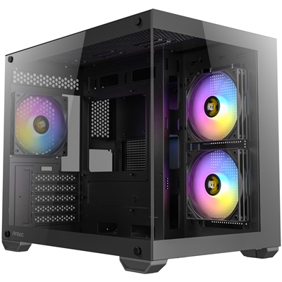 Antec CX600M ARGB Mini-Tower Gaming Case, 1 x USB 3.0 / 1 x USB 2.0, Tempered Glass Front and Side Window Panel, Dual-Chamber Design, 3 x Pre-Installed ARGB LED Fans, Micro-ATX, ITX Compatible - Image 2