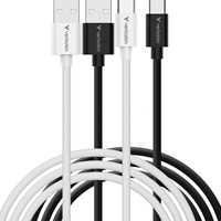 Verbatim (32393) Essentials Sync & Charge USB-A to C Cables (2 pack) Black & White,1m,18W QC, 480Mbps, Quick Charge 3.0 Support Up To 18W Charging