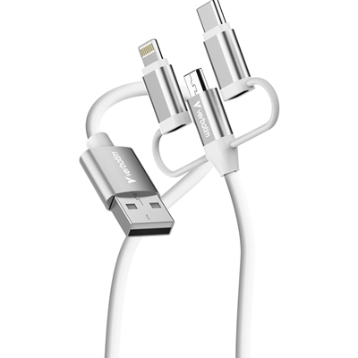 Verbatim (32394) Essentials 3-in-1 Sync & Charge Cable USB-A to Micro-B, USB-C and Lightning, 1m, 18W QC, 480Mbps, Quick Charge 3.0 Support Up To 18W Charging Power - Image 2