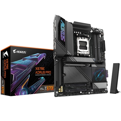 Gigabyte X870E AORUS PRO AMD AM5 Socket Motherboard, ATX, 4x DDR5 Slots, 4x M.2 Sockets, Fitted I/O Shield, 2.5GbE LAN, Wi-Fi 7, 1x HDMI Port / 2x USB-C (USB4) - Image 2