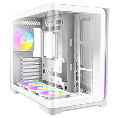 Antec Constellation C5 Curve Gaming Case, 1 x USB Type-C / 2 x USB 3.0, Tempered Glass Front and Side Window Panels, Dual Chamber Design, 4 x Pre-Installed ARGB LED Fans, Micro-ATX, ITX Compatible - Image 2