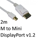 DisplayPort 1.2 (M) to Mini DisplayPort 1.2 (M) 2m White OEM Display Cable - Image 3