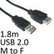 USB 2.0 A (M) to USB 2.0 A (F) 1.8m Black OEM Extension Data Cable - Image 3