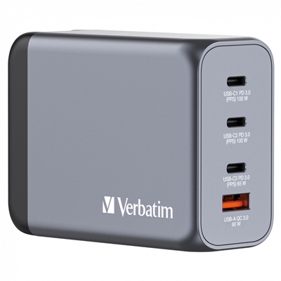 Verbatim (32204) GNC-200 GaN Charger 200W with 2 x USB-C PD 100W / 1 x USB-C PD 65W / 1 x USB QC 3.0 (EU/UK/US) - Image 2
