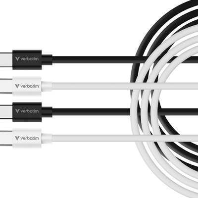Verbatim (32391) Essentials Sync & Charge USB-C to C Cables (2 pack) Black & White, 1m, 60W PD, 480Mbps, USB Power Delivery 3.0 Supports Up To 60W Fast Charging - Image 2